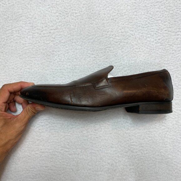To Boot New York Loafers Shoes Mens 8 Brown Leather Slip On Made In Italy - Picture 7 of 12
